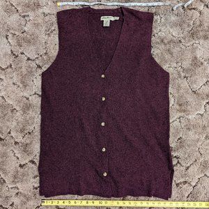Eddie Bauer Sweater Vest, Maroon, XL, Wool